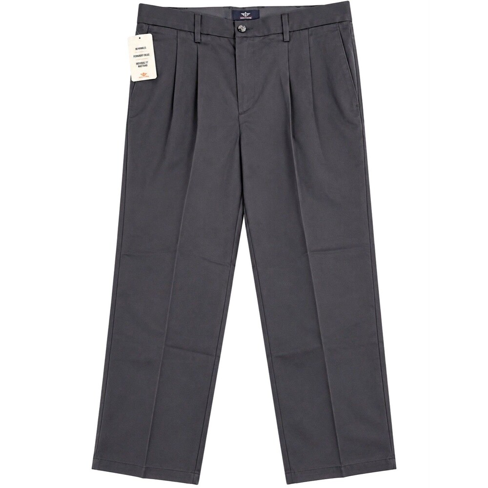 Dockers Signature Khaki Mens 38x30 Gray Relaxed Fit Pleated Pants NWT